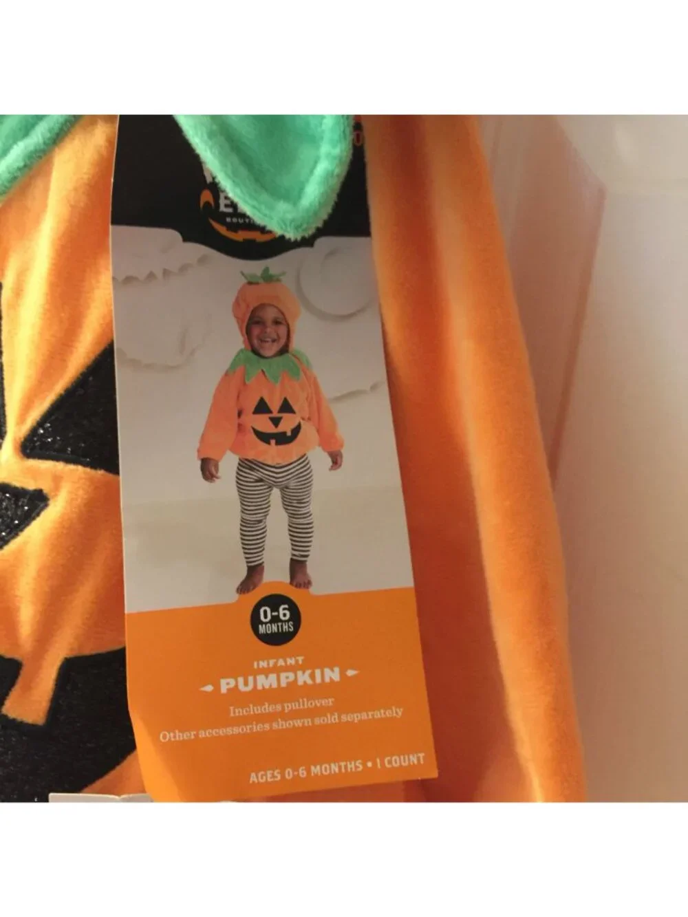 HYDE & EEK! Boutique Infant 0-6 Months Hooded Plush Pumpkin Jack-o-Lantern Costu